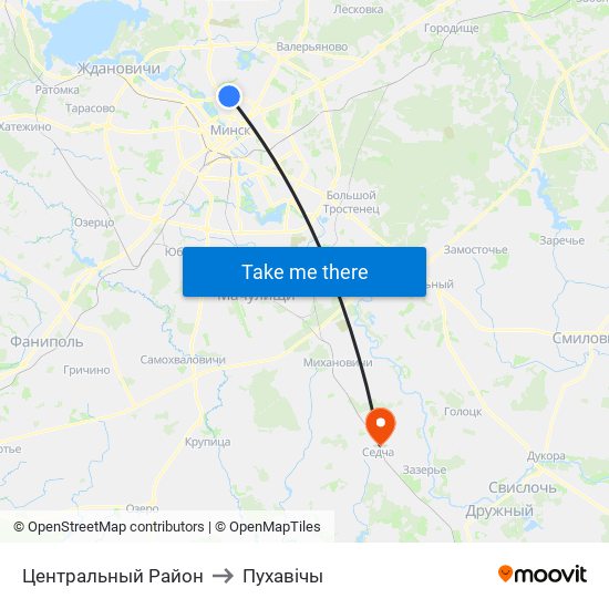 Центральный Район to Пухавічы map