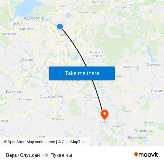 Веры Слуцкай to Пухавічы map