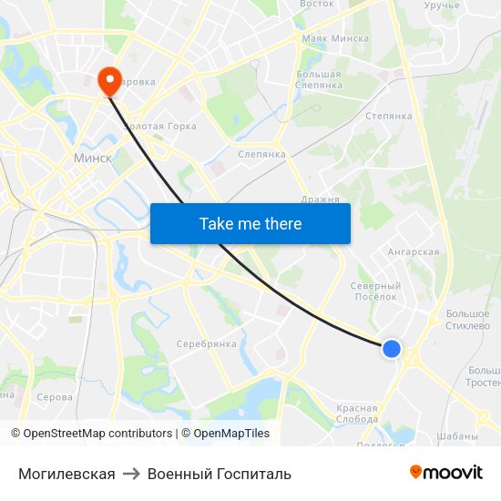 Могилевская to Военный Госпиталь map