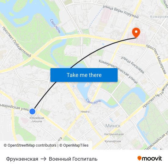 Фрунзенская to Военный Госпиталь map