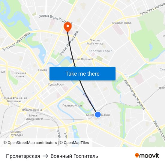 Пролетарская to Военный Госпиталь map