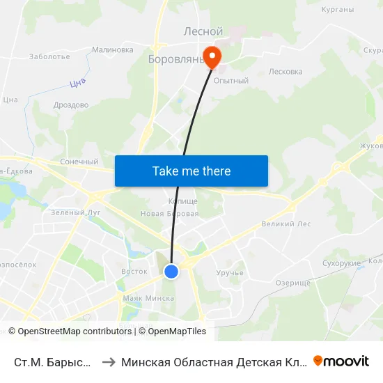 Ст.М. Барысаўскі Тракт to Минская Областная Детская Клиническая Больница map