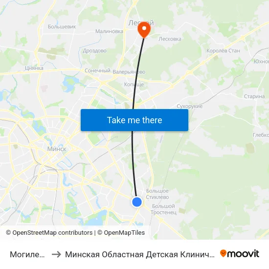 Могилевская to Минская Областная Детская Клиническая Больница map
