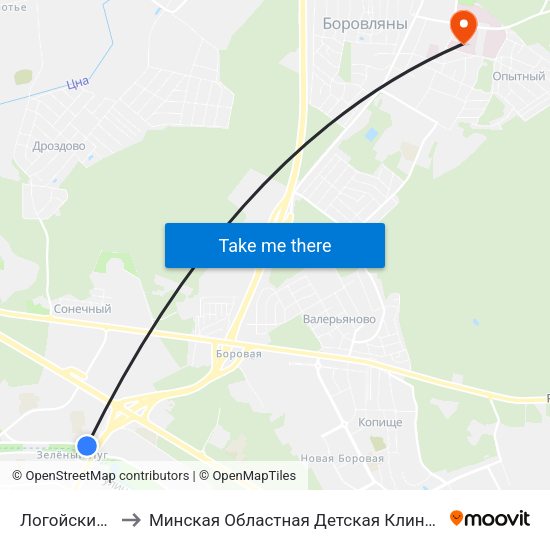 Логойский Тракт to Минская Областная Детская Клиническая Больница map
