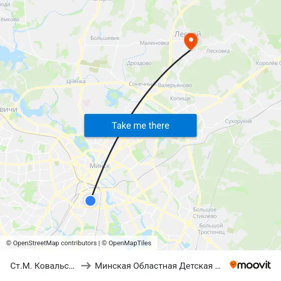 Ст.М. Ковальская Слобода to Минская Областная Детская Клиническая Больница map
