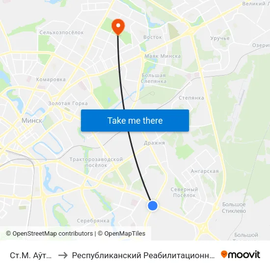 Ст.М. Аўтазаводская to Республиканский Реабилитационный Центр Для Детей-Инвалидов map