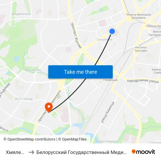 Хмялеўскага to Белорусский Государственный Медицинский Университет map