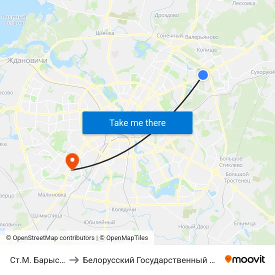 Ст.М. Барысаўскі Тракт to Белорусский Государственный Медицинский Университет map