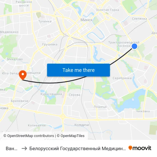 Ванеева to Белорусский Государственный Медицинский Университет map