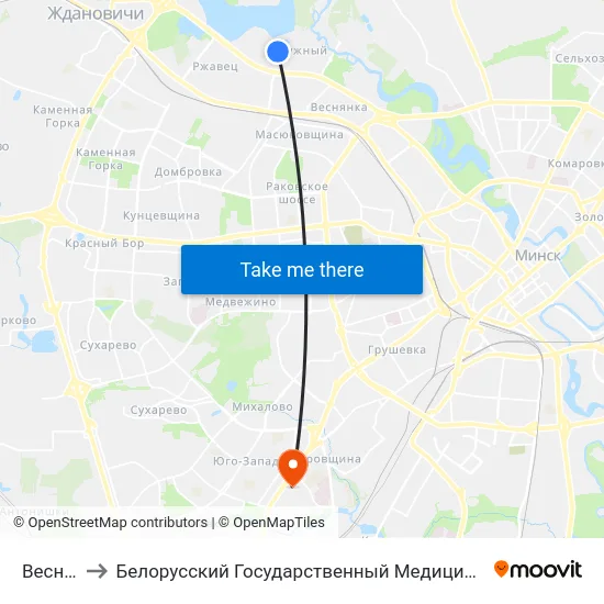 Веснінка to Белорусский Государственный Медицинский Университет map