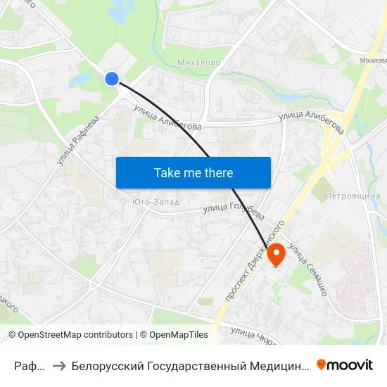 Рафіева to Белорусский Государственный Медицинский Университет map