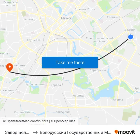 Завод Белкамунмаш to Белорусский Государственный Медицинский Университет map