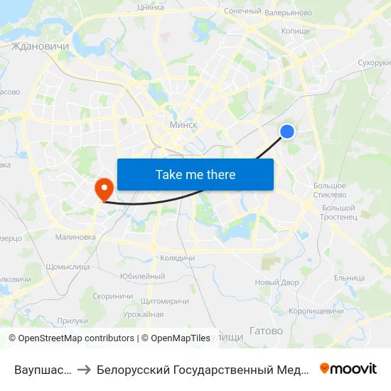 Ваупшасава, 33 to Белорусский Государственный Медицинский Университет map