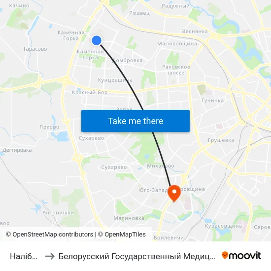 Налібоцкая to Белорусский Государственный Медицинский Университет map