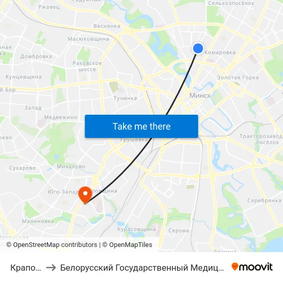 Крапоткіна to Белорусский Государственный Медицинский Университет map