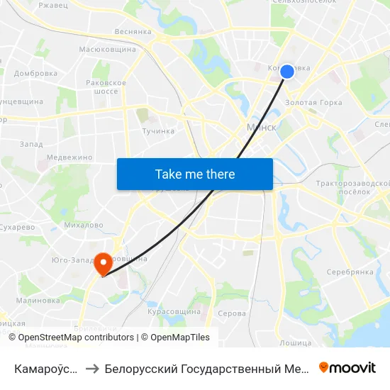 Камароўскі Рынак to Белорусский Государственный Медицинский Университет map