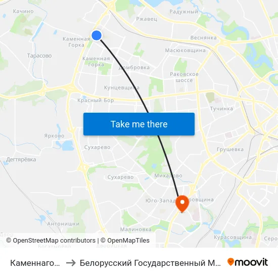 Каменнагорская, 100 to Белорусский Государственный Медицинский Университет map