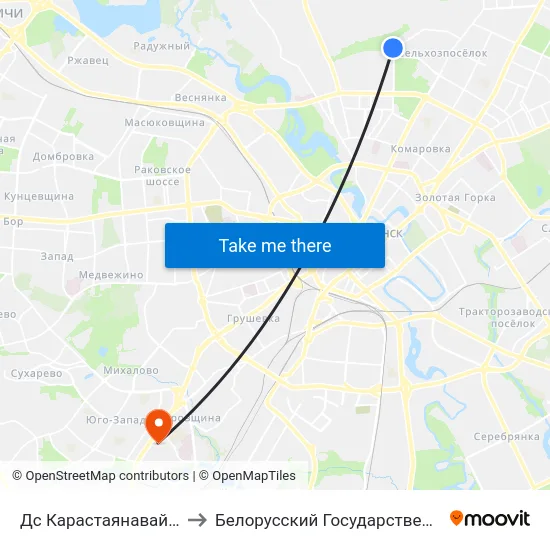 Дс Карастаянавай (Высадка Пасажыраў) to Белорусский Государственный Медицинский Университет map