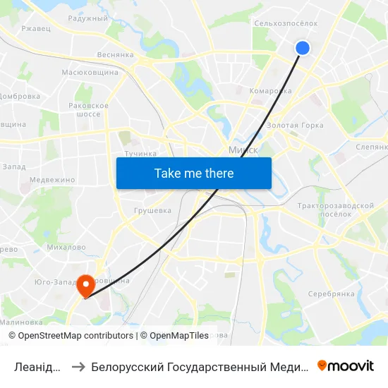 Леаніда Бяды to Белорусский Государственный Медицинский Университет map