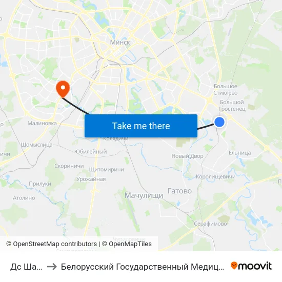 Дс Шабаны to Белорусский Государственный Медицинский Университет map