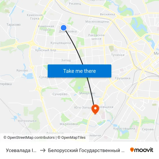 Усевалада Ігнатоўскага to Белорусский Государственный Медицинский Университет map