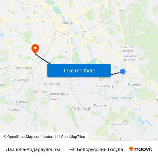 Лазнева-Аздараўленчы Комплекс (Банно-Оздоровительный Комплекс) to Белорусский Государственный Медицинский Университет map