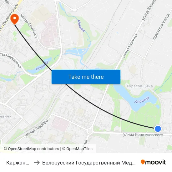 Каржанеўскага to Белорусский Государственный Медицинский Университет map