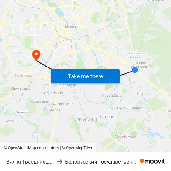 Вялікі Трасцянец (Большой Тростенец) to Белорусский Государственный Медицинский Университет map