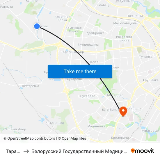 Тарасава to Белорусский Государственный Медицинский Университет map