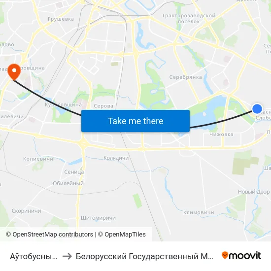 Аўтобусны Парк №6 to Белорусский Государственный Медицинский Университет map
