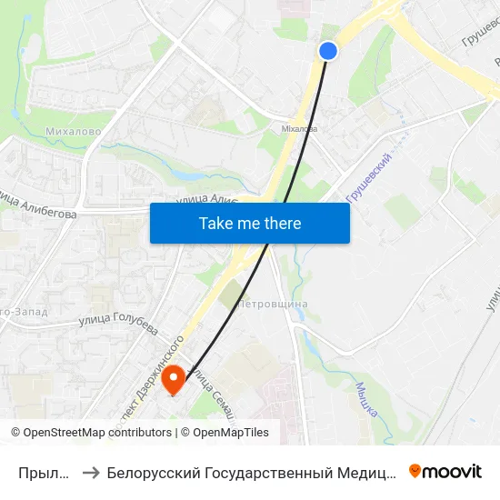 Прылуцкая to Белорусский Государственный Медицинский Университет map