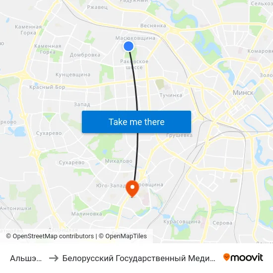 Альшэўскага to Белорусский Государственный Медицинский Университет map