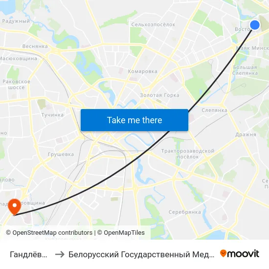 Гандлёвы Цэнтр to Белорусский Государственный Медицинский Университет map