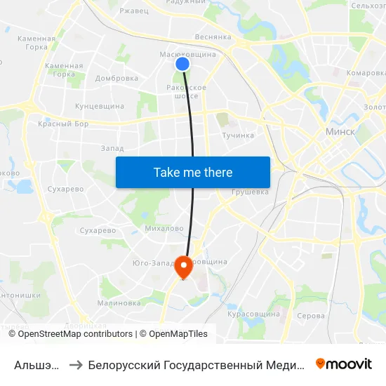 Альшэўскага to Белорусский Государственный Медицинский Университет map
