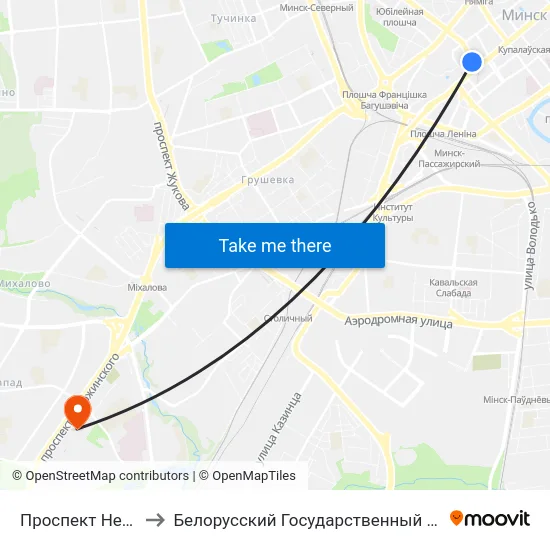 Проспект Независимости to Белорусский Государственный Медицинский Университет map