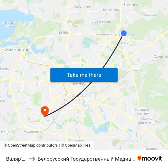 Валяр'Янава to Белорусский Государственный Медицинский Университет map