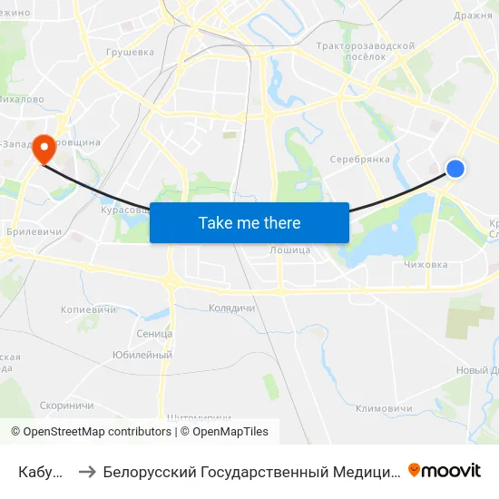 Кабушкіна to Белорусский Государственный Медицинский Университет map