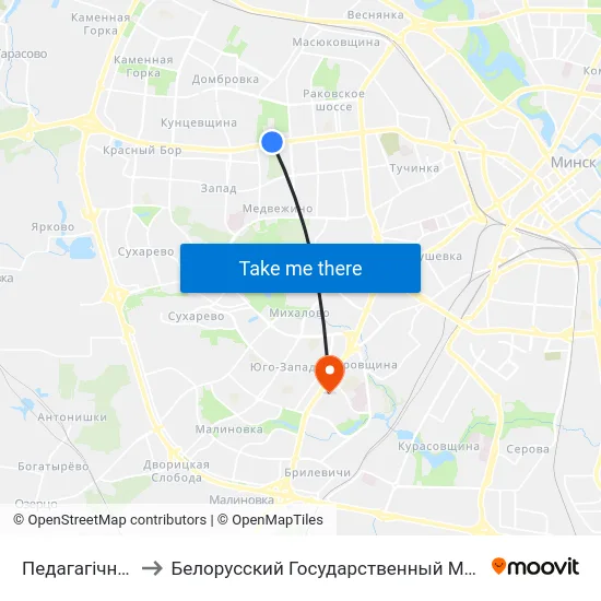 Педагагічны Каледж to Белорусский Государственный Медицинский Университет map