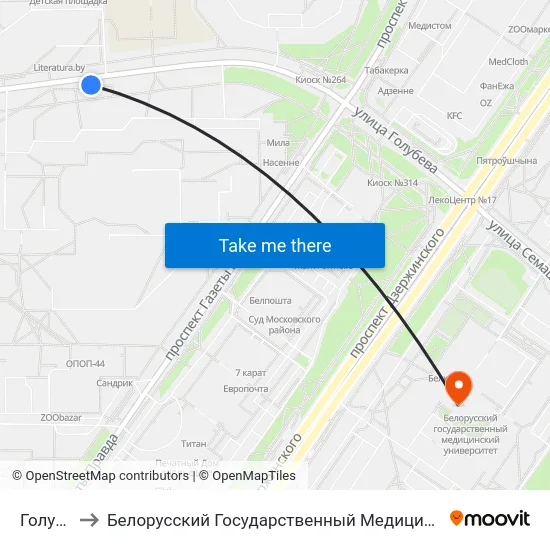 Голубева to Белорусский Государственный Медицинский Университет map