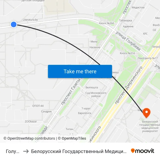 Голубева to Белорусский Государственный Медицинский Университет map