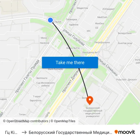 Гц Кірмаш to Белорусский Государственный Медицинский Университет map