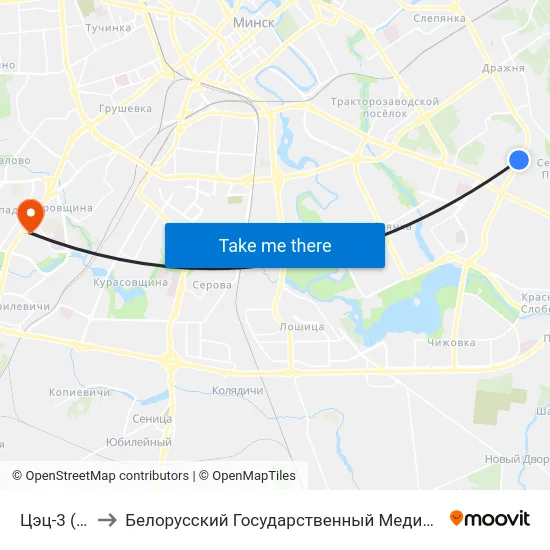 Цэц-3 (Тэц-3) to Белорусский Государственный Медицинский Университет map