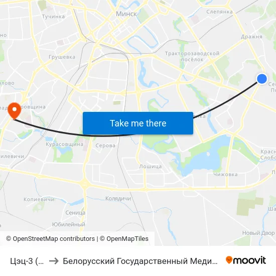 Цэц-3 (Тэц-3) to Белорусский Государственный Медицинский Университет map