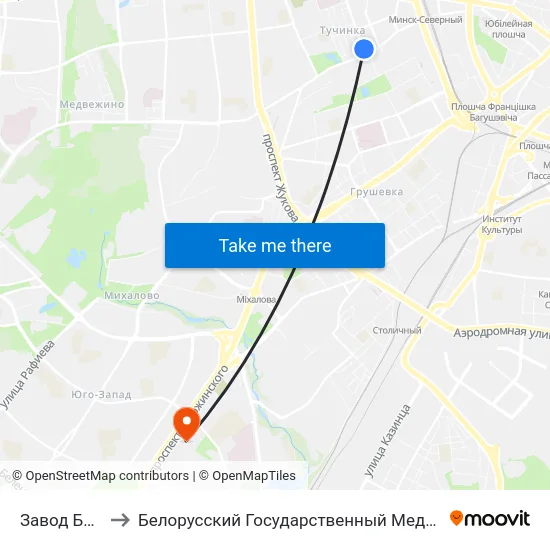 Завод Белпласт to Белорусский Государственный Медицинский Университет map