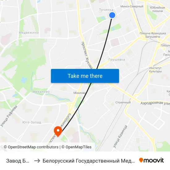 Завод Белпласт to Белорусский Государственный Медицинский Университет map