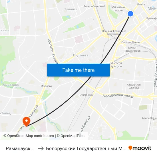 Раманаўская Слабада to Белорусский Государственный Медицинский Университет map