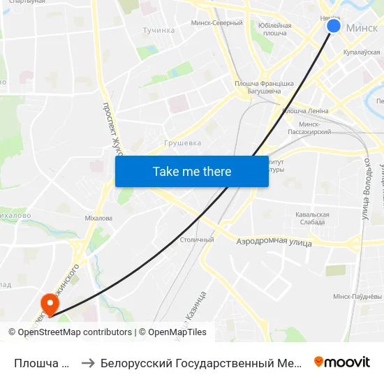 Плошча Свабоды to Белорусский Государственный Медицинский Университет map