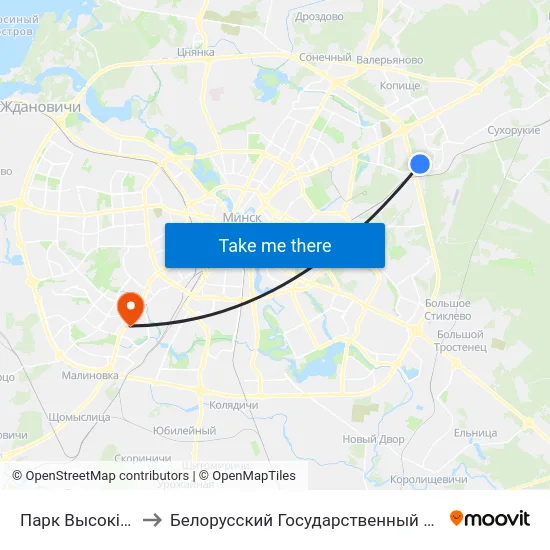 Парк Высокіх Тэхналогій to Белорусский Государственный Медицинский Университет map