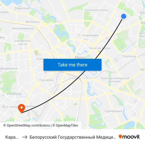 Караленкі to Белорусский Государственный Медицинский Университет map