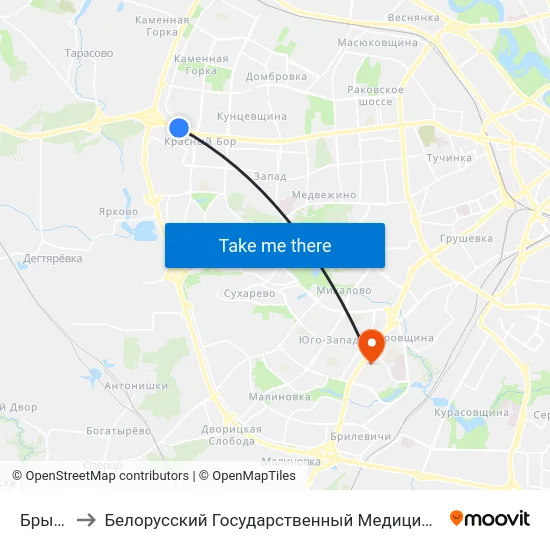 Брыкета to Белорусский Государственный Медицинский Университет map